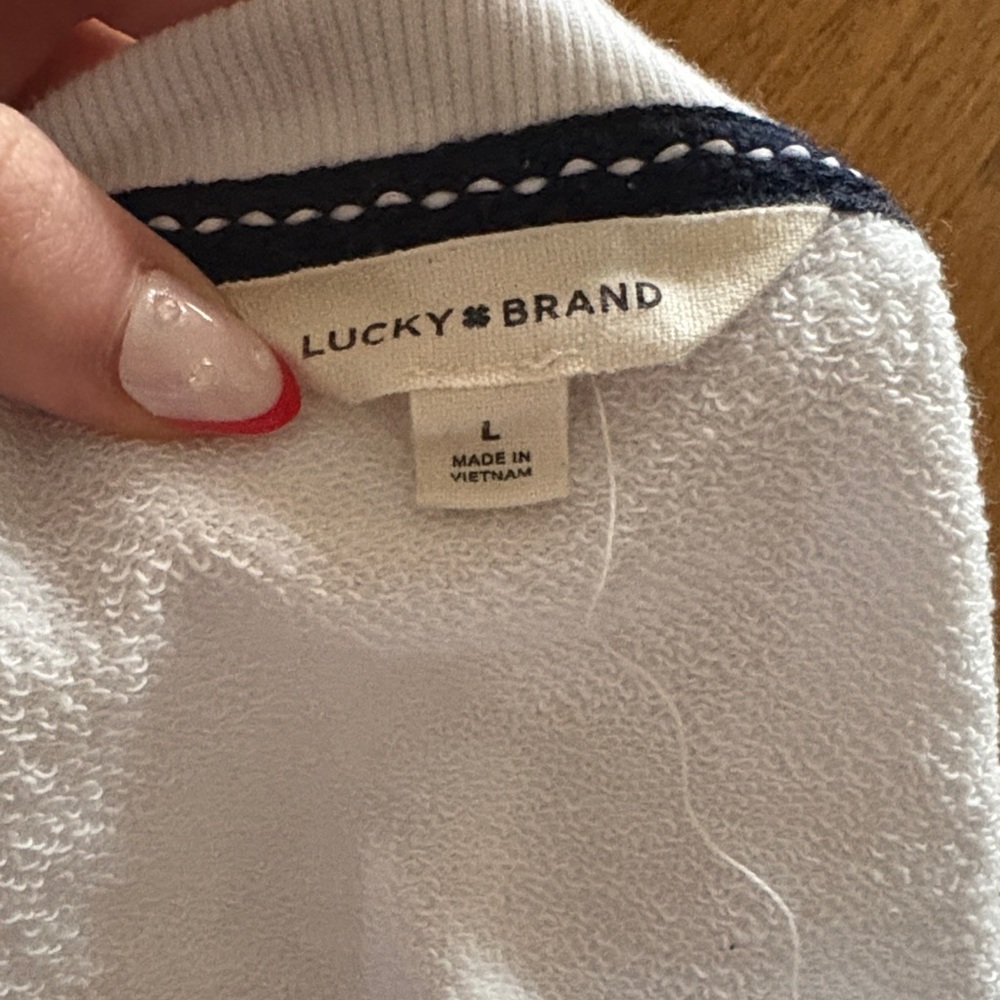 Lucky Brand White Sweater with Red USA Letters - Picture 2 of 2
